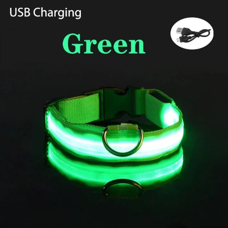 LED Luminous Collar Adjustable Glowing Dog Collar USB Rechargea  Flashing Anti-Lost/Avoid Car Accident Collar Dogs Pet Products