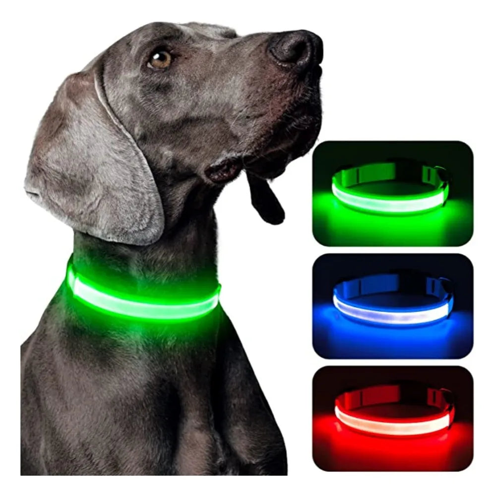 LED Luminous Collar Adjustable Glowing Dog Collar USB Rechargea  Flashing Anti-Lost/Avoid Car Accident Collar Dogs Pet Products