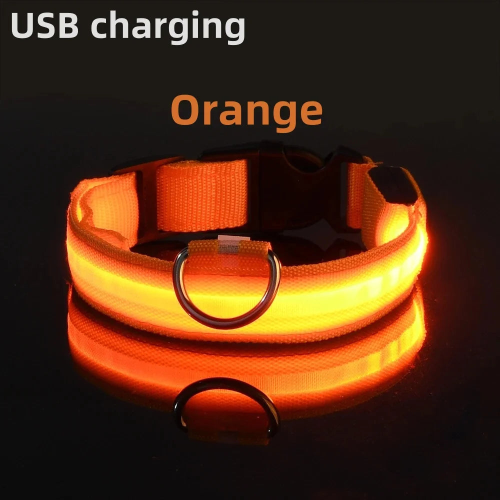 LED Luminous Collar Adjustable Glowing Dog Collar USB Rechargea  Flashing Anti-Lost/Avoid Car Accident Collar Dogs Pet Products