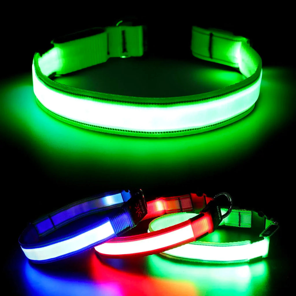 LED Luminous Collar Adjustable Glowing Dog Collar USB Rechargea  Flashing Anti-Lost/Avoid Car Accident Collar Dogs Pet Products