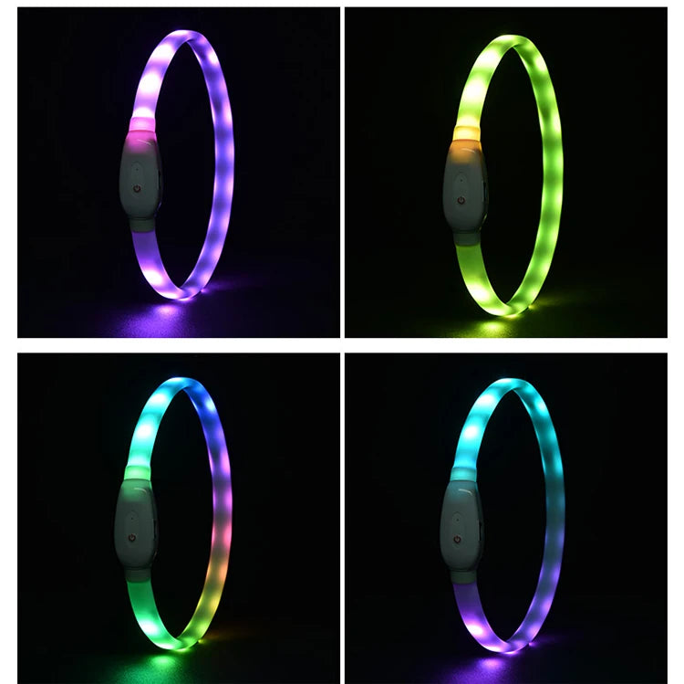 Dog Collar LED Light USB Discoloration Luminous Collar Perro Luz Led Dog Collar Flashing Rechargeable Glowing Collar For Dog Pet