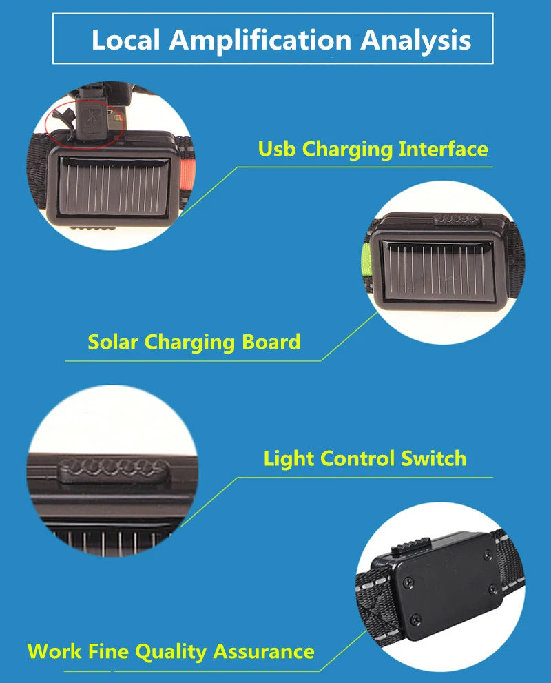Solar Charging Led Dog Collar USB Rechargeable Night Safety Collar Perro Led Usb Adjustable Pet Led Dog Collar Light Usb Glowing
