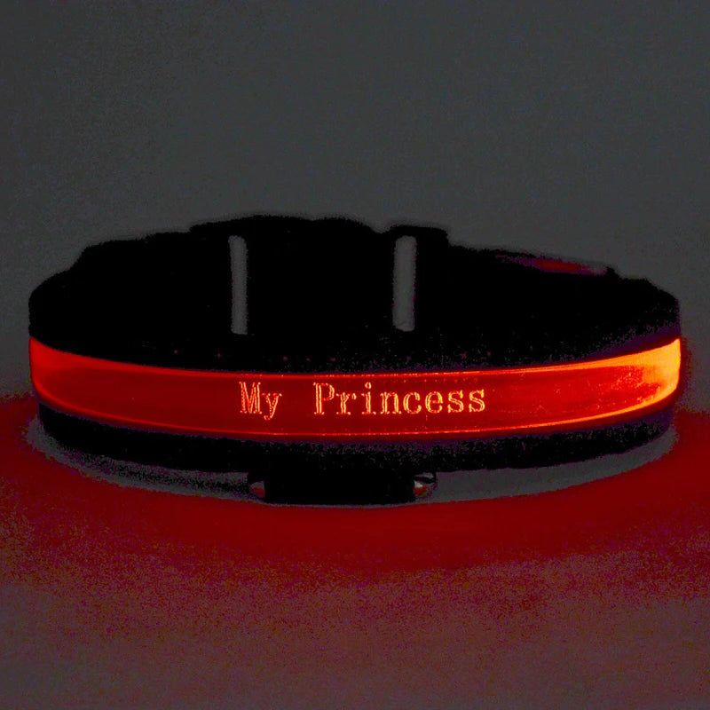 Engraved ID LED Dog Collar Luminous USB Custom Dog Tag Personalized Nylon Pet Dog Collar Led USB Light Night Safety Collar Perro