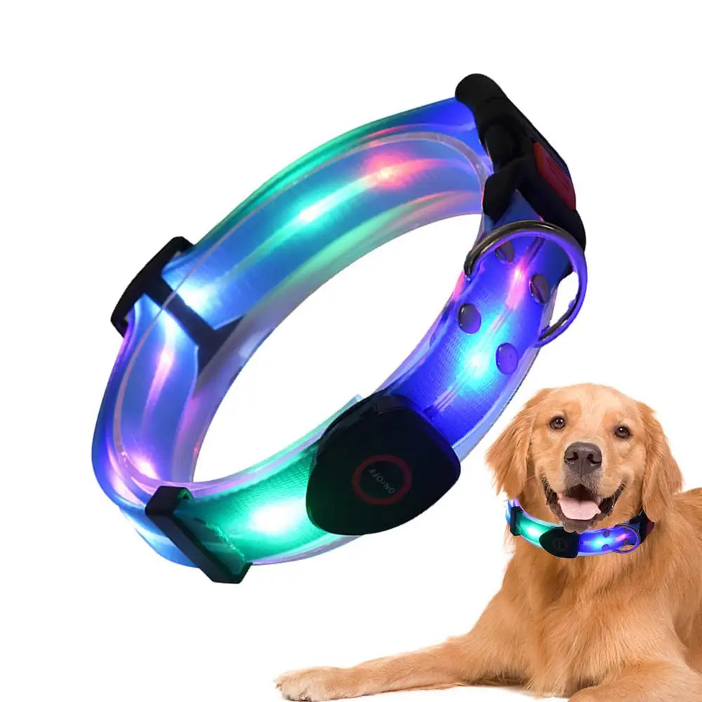 Dog Led Light Up Collar Rechargeable Waterproof Glowing Adjustable Dog Collar Weather Proof Dog Lights For Night Walking