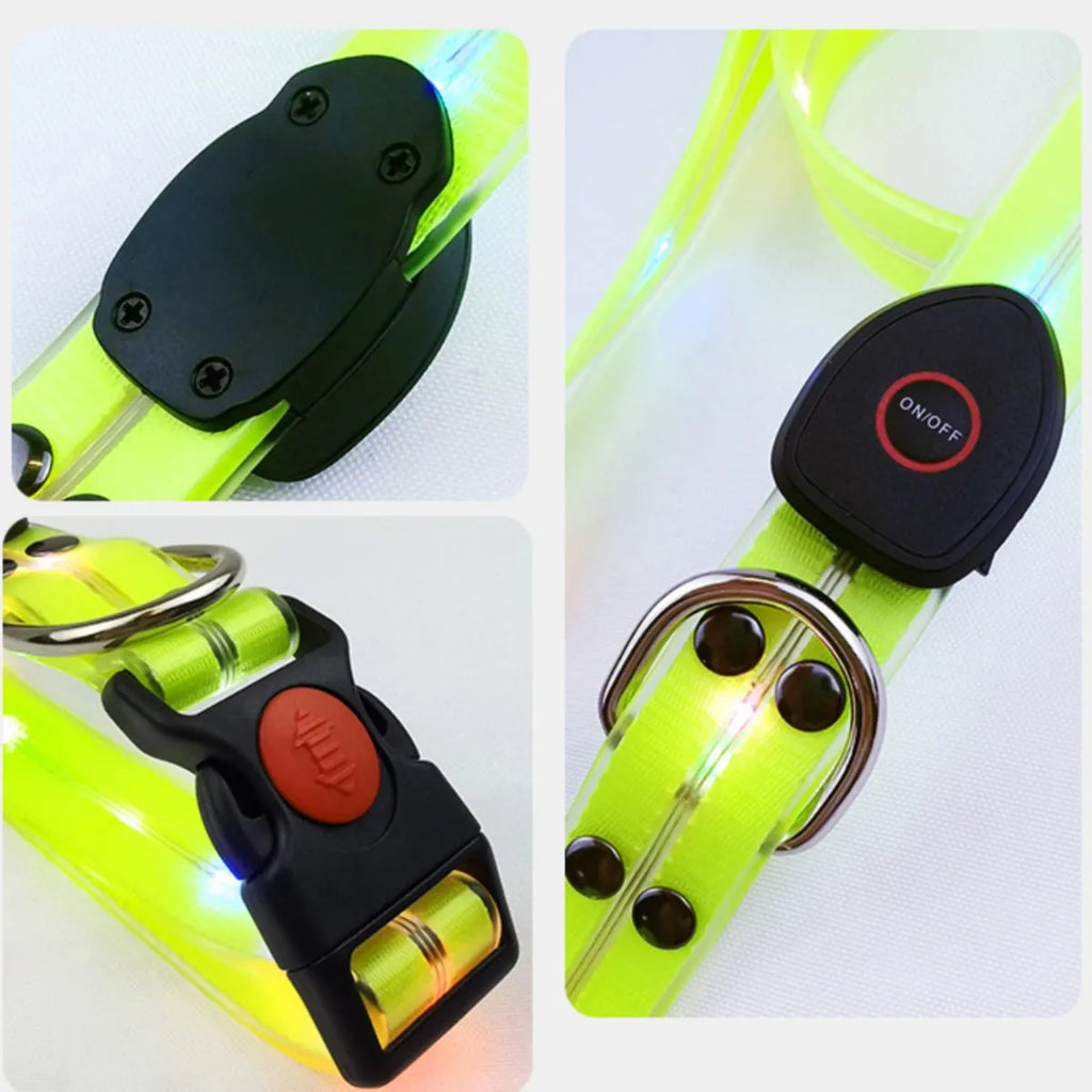 New Adjustable Led Glowing Pet Dog Collar PVC Waterproof  Anti Dirty Easy To Clean for Big Small Dogs Puppy Cat Luminous Collar