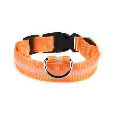 Dog Collar LED Light Electronic Night Safety Anti-Lost Nylon Adjustable Luminous Glowing Collar For Dogs Cats Pet Products Xs-XL