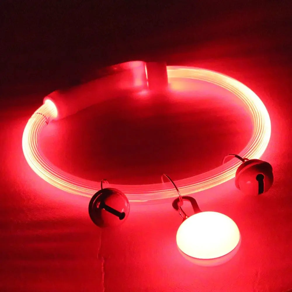 Adjustable Size LED Dog Collar Multi-Color Light Fiber Optic Material USB Rechargeable Collar PVC Material Detachable Pendant