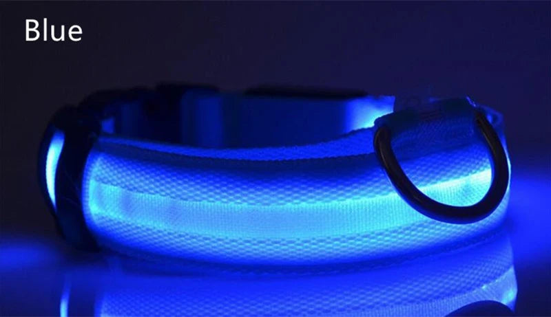 Dog Collar LED Light Electronic Night Safety Anti-Lost Nylon Adjustable Luminous Glowing Collar For Dogs Cats Pet Products Xs-XL