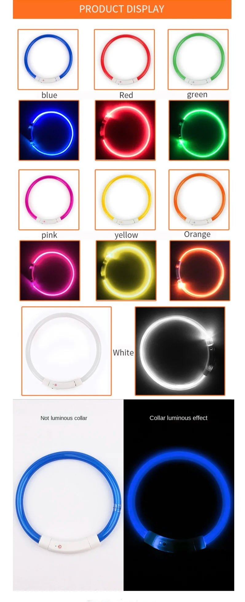 Dog Luminous Charge Collar Led Usb Cat Dogs Collars 3 Modes Detachable Night Led Glow Dog Loss Prevention Collar Pet Accessories