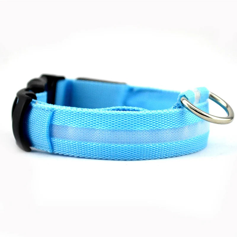 Dog Collar LED Light Electronic Night Safety Anti-Lost Nylon Adjustable Luminous Glowing Collar For Dogs Cats Pet Products Xs-XL