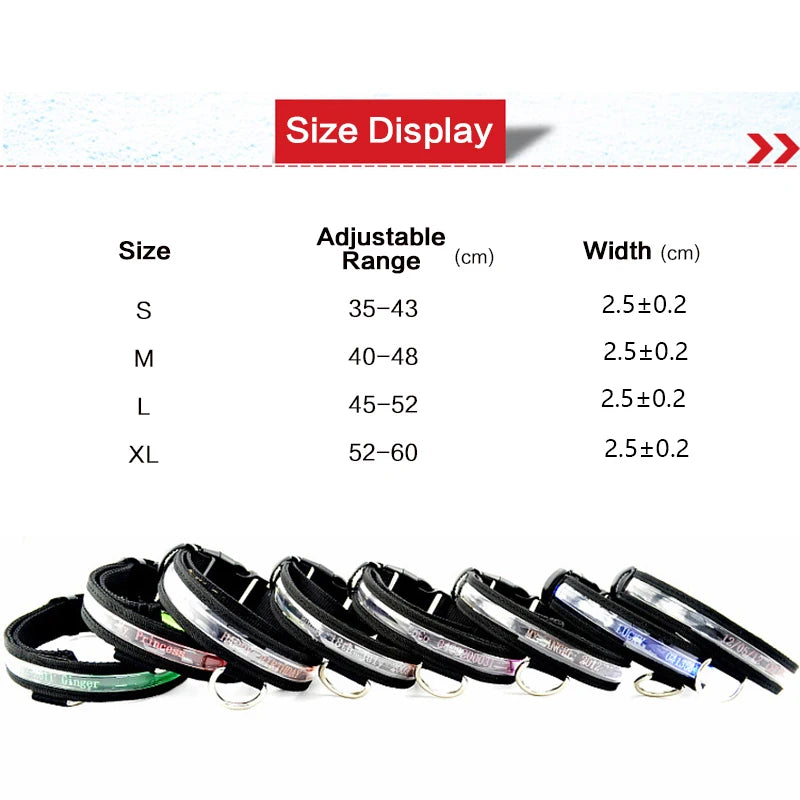 Engraved ID LED Dog Collar Luminous USB Custom Dog Tag Personalized Nylon Pet Dog Collar Led USB Light Night Safety Collar Perro