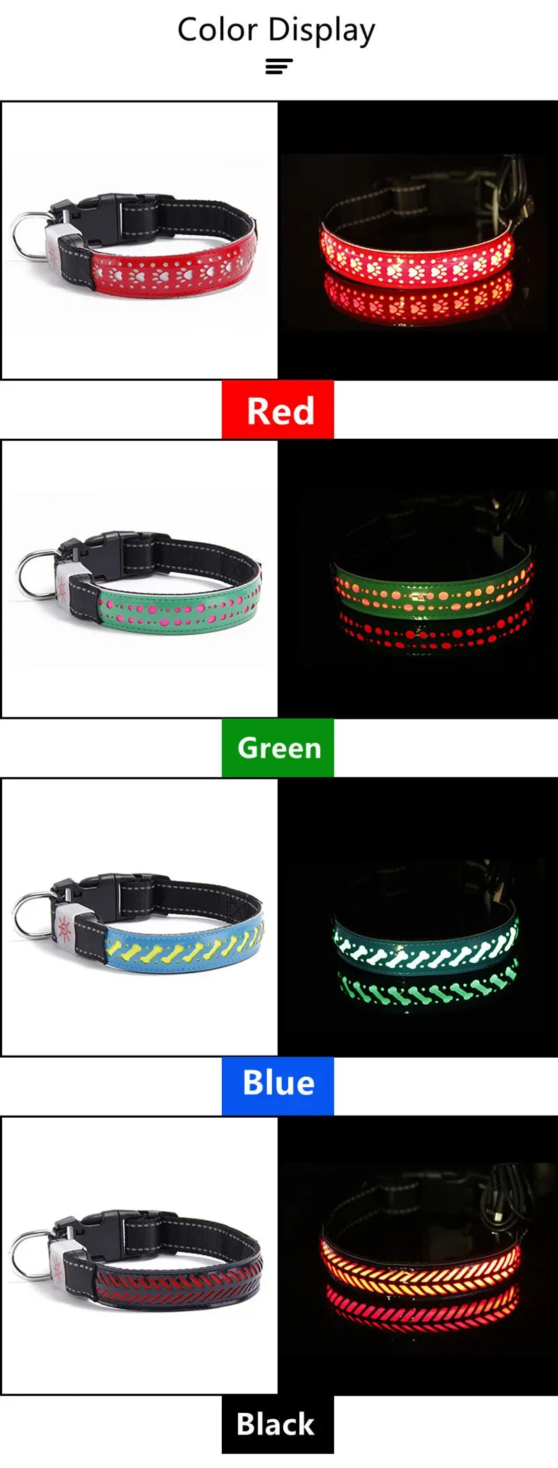 LED Lights Dog Pets Collars Adjustable Polyester Glow In Night Pet Dog Cat Puppy Safe Luminous Flashing Necklace