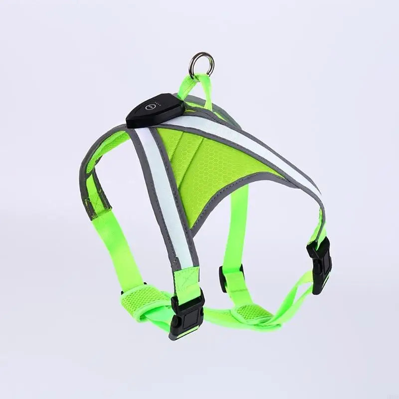 Dog Vest Adjustable Training Harness with LED Light Anti Escape Strong Heavy Duty Harness Soft Handle B03E