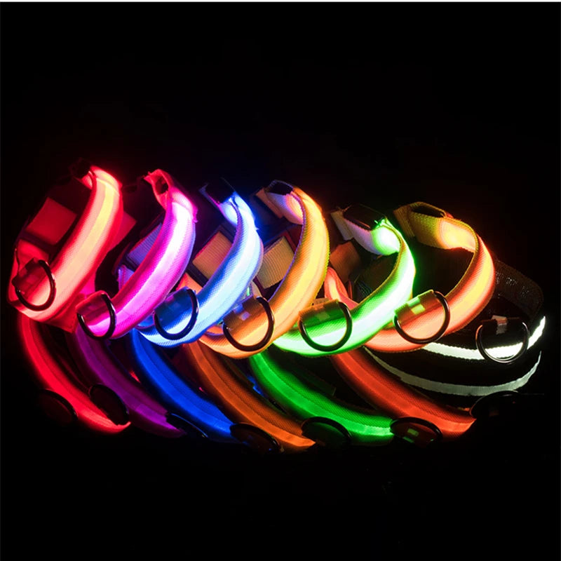 LED Luminous Collar Adjustable Glowing Dog Collar USB Rechargea  Flashing Anti-Lost/Avoid Car Accident Collar Dogs Pet Products