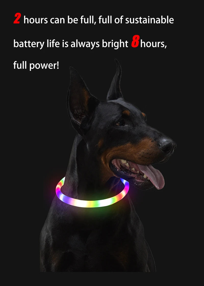 Led Pet Collar Dog Colorful Light-Up Collar Free Cut Night Light Dog Walking Lights Flashing Neck Scarf Usb Charging