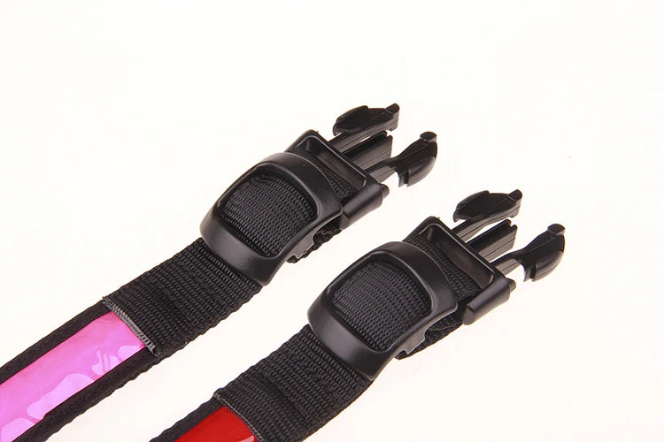 Pinkycolor USB Charging LED Dog Collar Luminous Light Night Safety Reflective Leather Glowing Collar For Dogs Pets Rechargeable
