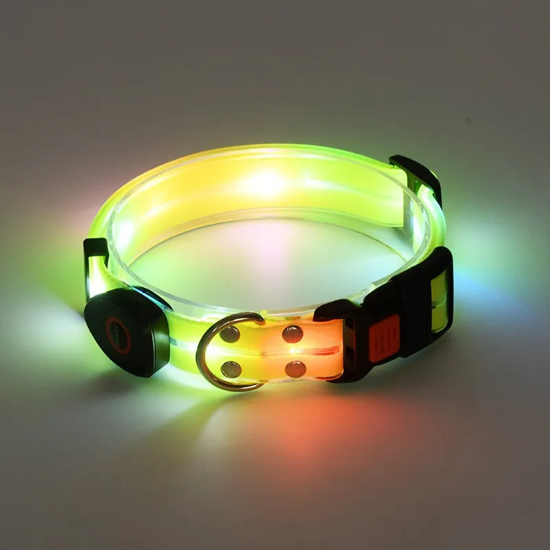 Dog Led Light Up Collar Rechargeable Waterproof Glowing Adjustable Dog Collar Weather Proof Dog Lights For Night Walking