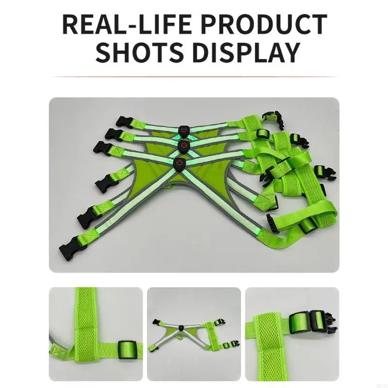 Dog Vest Adjustable Training Harness with LED Light Anti Escape Strong Heavy Duty Harness Soft Handle B03E