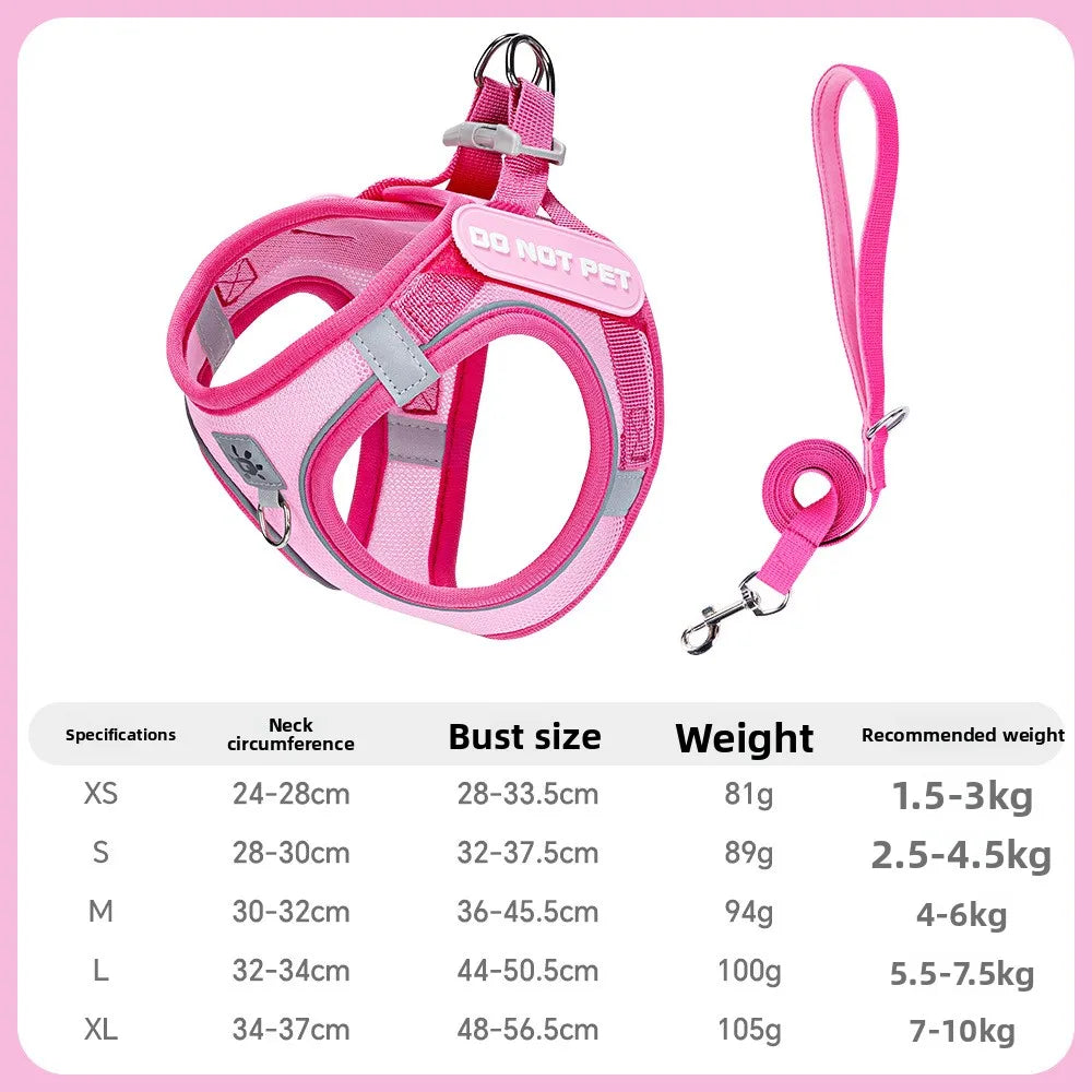 Dog Harness with Mood Patches–Reflective No-Pull Vest, Breathable Air Mesh for Small Dogs Adjustable Soft Padded Walking Lead
