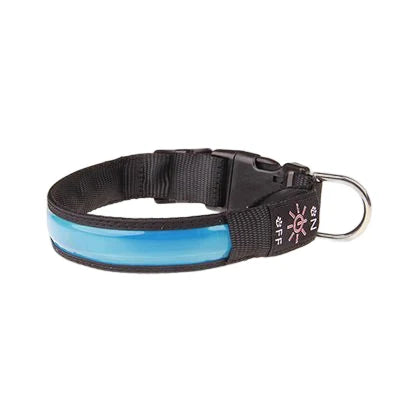 Pinkycolor USB Charging LED Dog Collar Luminous Light Night Safety Reflective Leather Glowing Collar For Dogs Pets Rechargeable