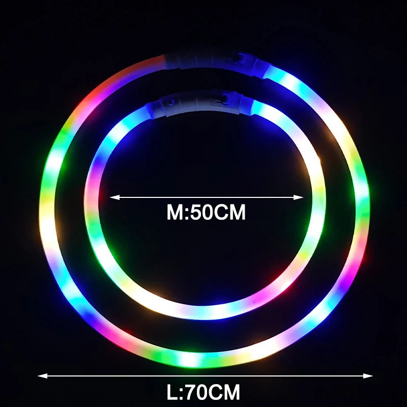 4 Modes Dog Luminou Charge Collar Led Usb Cat Silicone Colorful Collars Cuttable Night Glow Pet Loss Prevention Dogs Accessories
