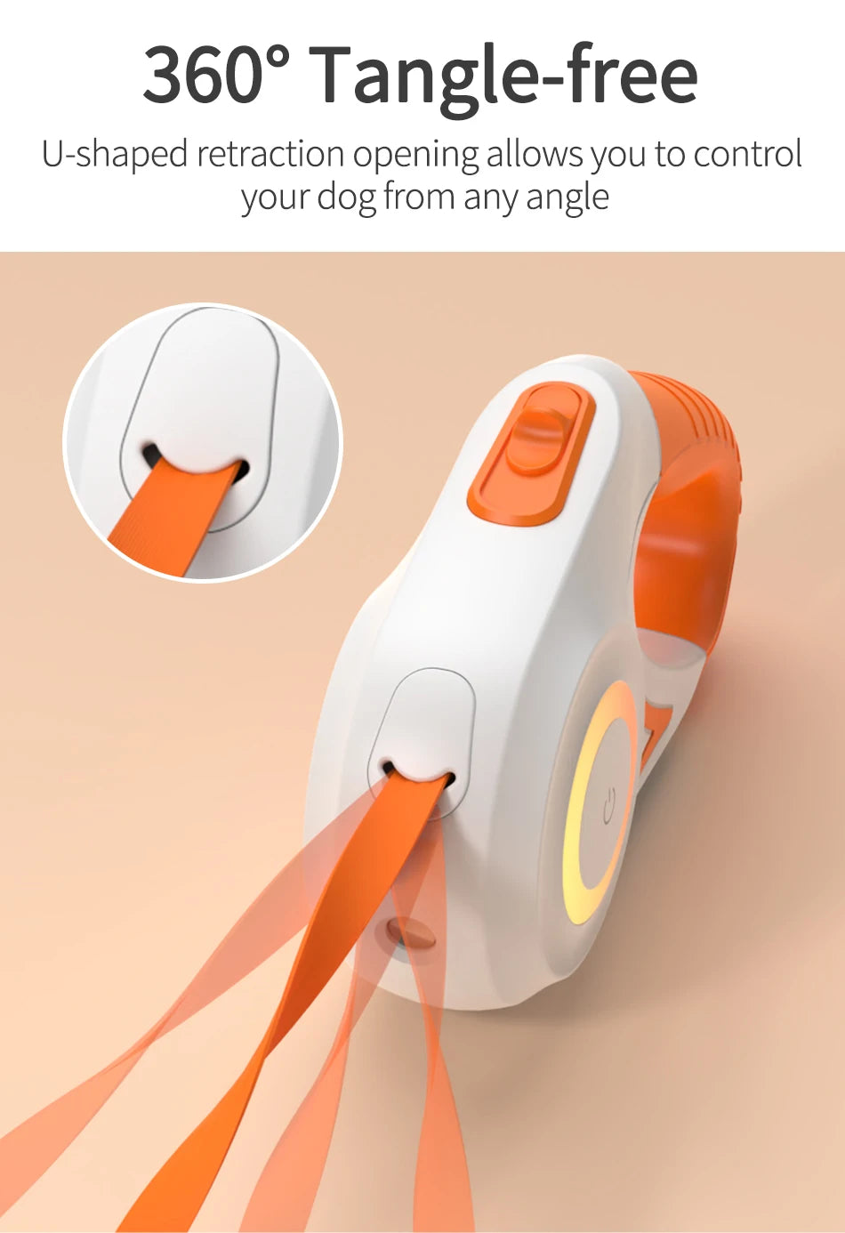 ROJECO Automatic Retractable Dog Leash LED Luminous Leading Fashion Light Straps For Dog Puppy Pet Flexi Walking Running Lead