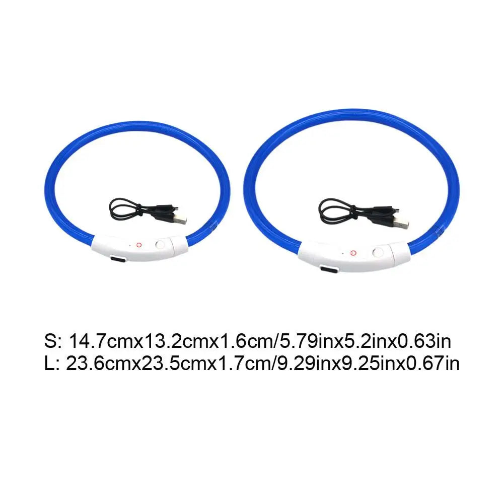 Pet Dog LED Light Collar Luminous Anti-Lost Dog Collar USB Rechargeable Dog Necklace Adjustable Collar Pet Safety Supplies