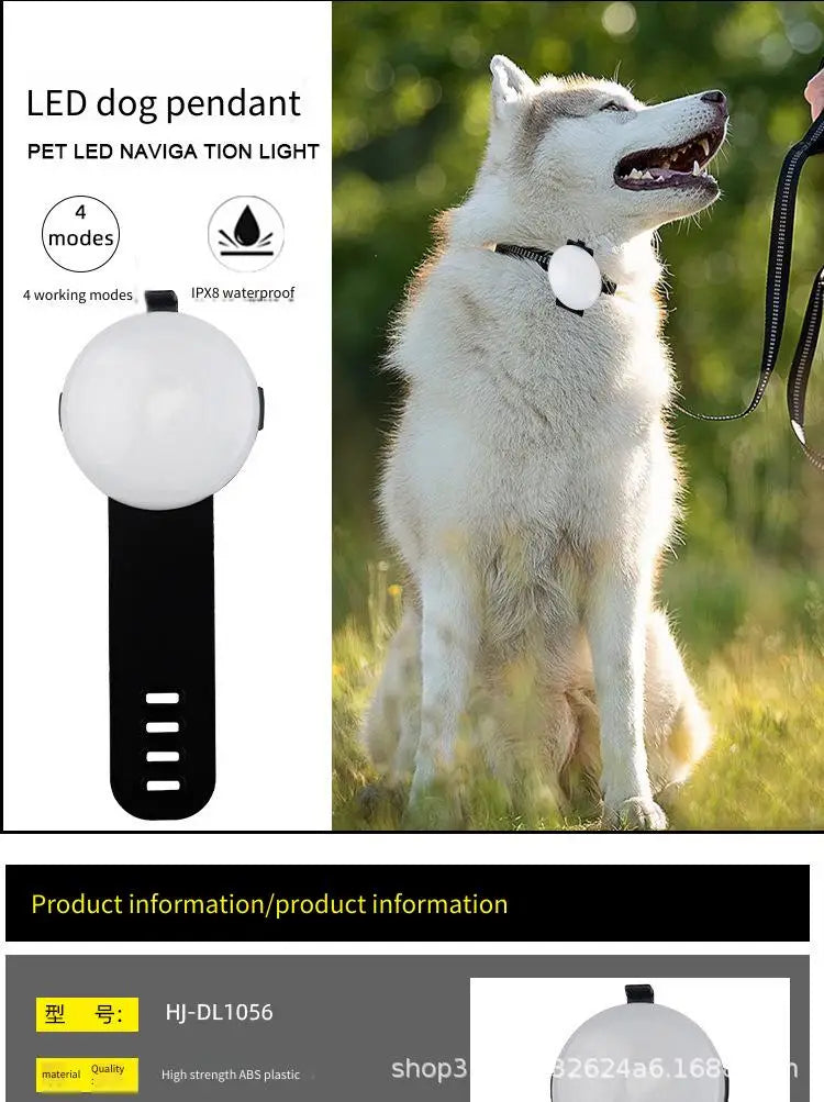 LED Dog Collar Pendant Rechargeable Pet USB Charge Luminous Collar Pendant Pet Flash Light Safety Necklace Light Clip-on Light