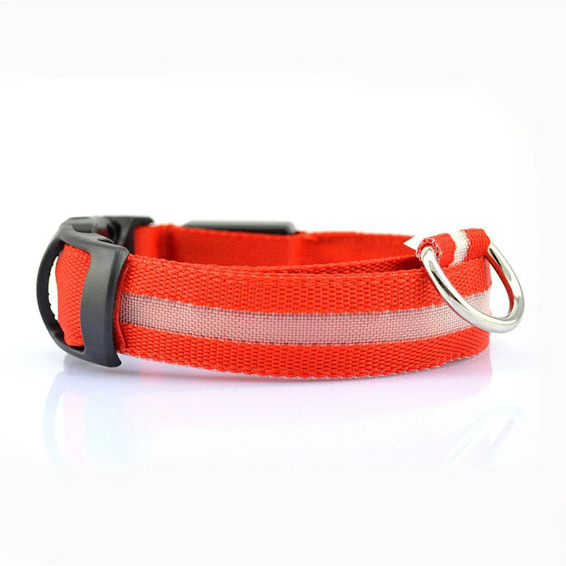 Dog Collar LED Light Electronic Night Safety Anti-Lost Nylon Adjustable Luminous Glowing Collar For Dogs Cats Pet Products Xs-XL