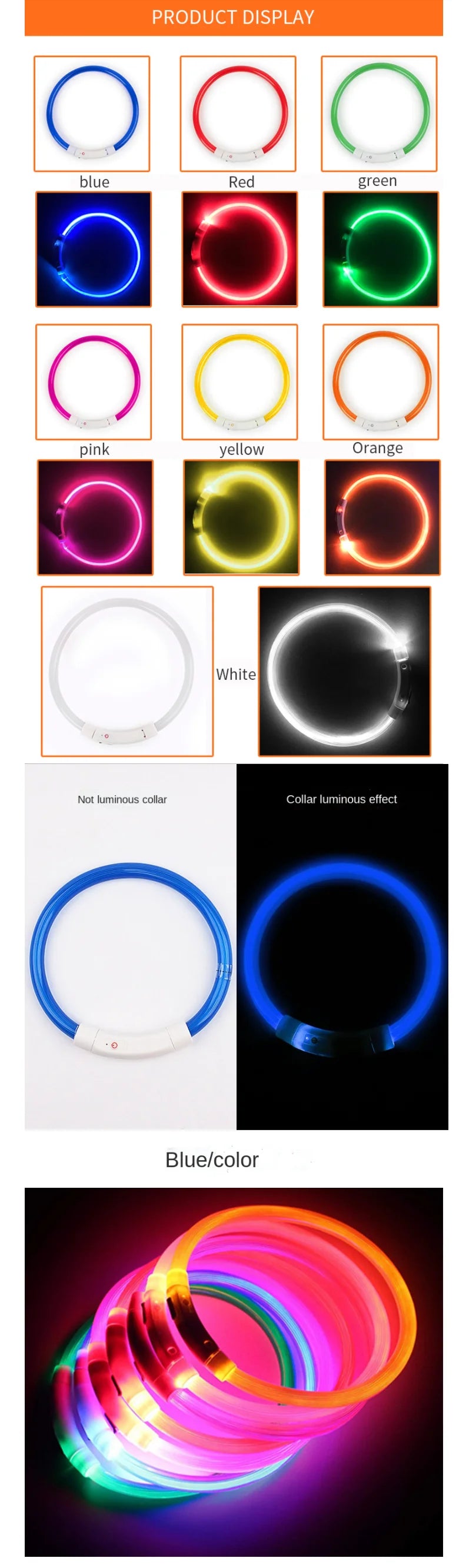 Led Usb Dog Collar Pet Dog Night Luminous Charge Collar Led Night Safety Flashing Glow Dog Loss Prevention Collar Pet Accessorie
