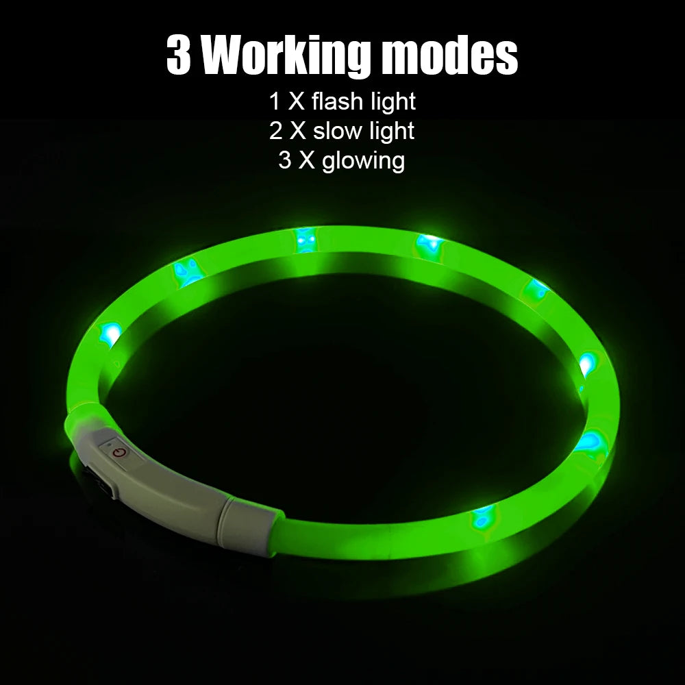 Dog Loss Prevention Led Usb Dog Collar Pet Accessories Night Safety Flashing Glow  Collar Night Luminous Charge Collar