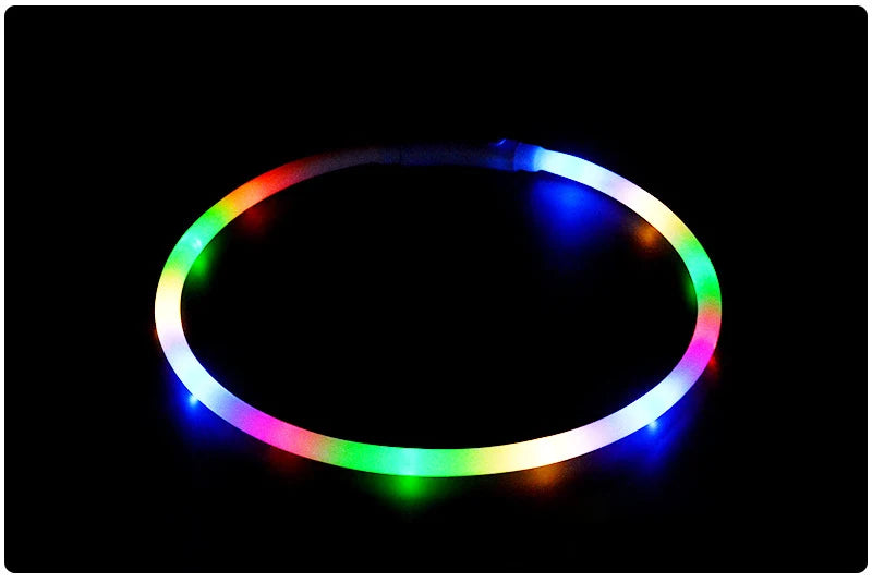 4 Modes Dog Luminou Charge Collar Led Usb Cat Silicone Colorful Collars Cuttable Night Glow Pet Loss Prevention Dogs Accessories