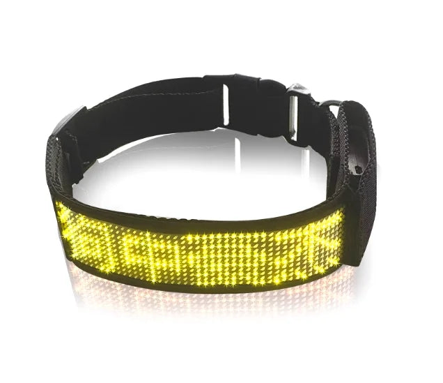 LED Light-Up Pet Dog Safety Collar Soft Personalized Glow-in-the-Dark Neck Loop with Programmable Flashing LED Animal Pattern