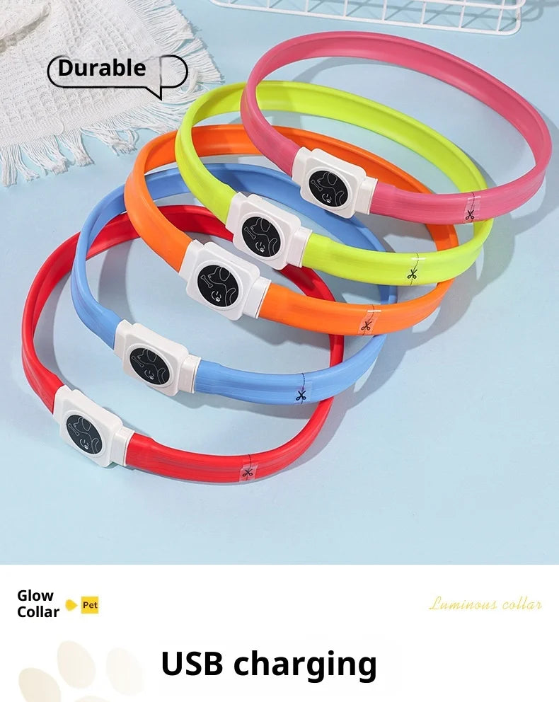 Led Pet Collar Type-C Charging Silicone Nighttime Luminous Ring Usb Dog Cat Collar Quick Flash Constant Light Slow Flash