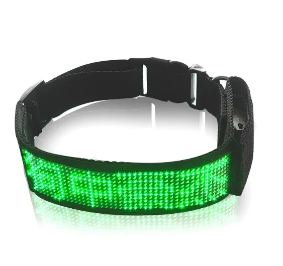 LED Light-Up Pet Dog Safety Collar Soft Personalized Glow-in-the-Dark Neck Loop with Programmable Flashing LED Animal Pattern