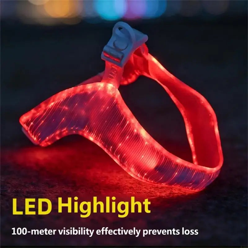 LED Dog Harness for Night Walks, Breathable Adjustable Pet Vest with LightingUp Panel and Top Clip Point for Daily Use KXRE