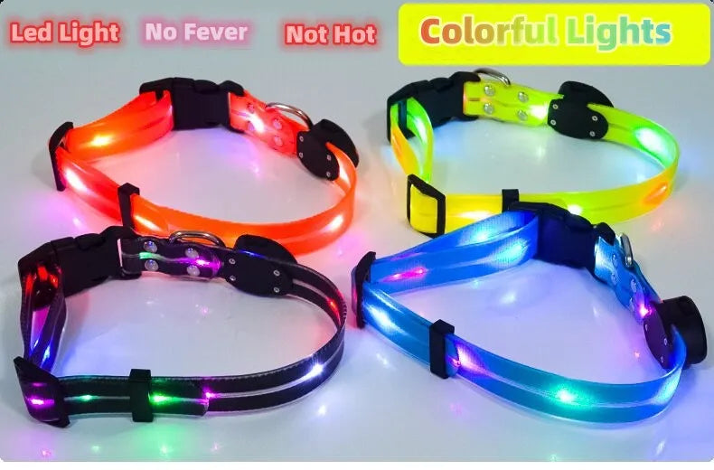 New Adjustable Led Glowing Pet Dog Collar PVC Waterproof  Anti Dirty Easy To Clean for Big Small Dogs Puppy Cat Luminous Collar
