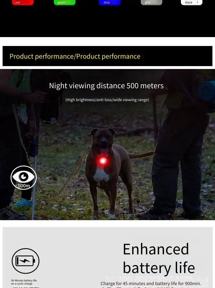 LED Dog Collar Pendant Rechargeable Pet USB Charge Luminous Collar Pendant Pet Flash Light Safety Necklace Light Clip-on Light