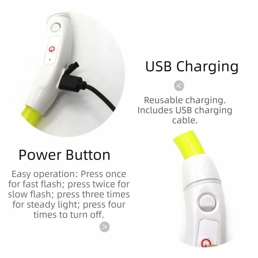 Adjustable Size LED Dog Collar Multi-Color Light Fiber Optic Material USB Rechargeable Collar PVC Material Detachable Pendant