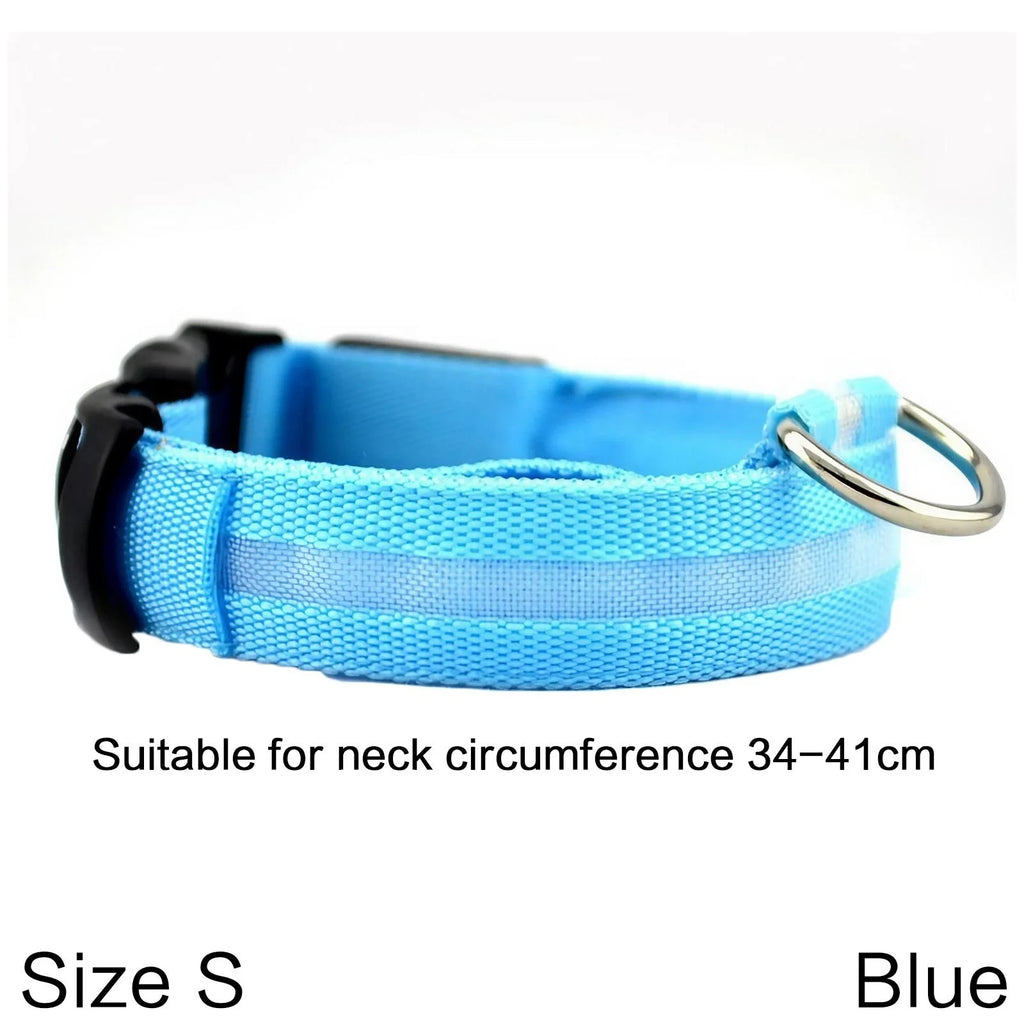 Nylon Reflective LED Dog Collar Light Up Pet Collar Dog Lights Night Walking Camping Supplies