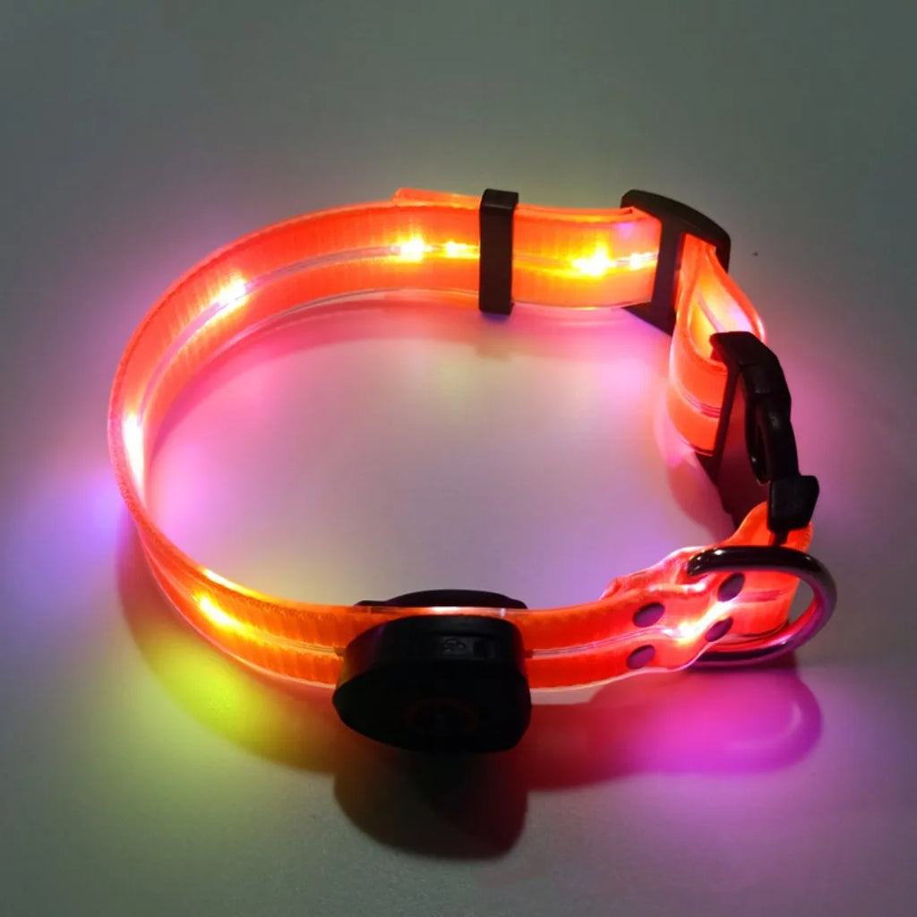 New Adjustable Led Glowing Pet Dog Collar PVC Waterproof  Anti Dirty Easy To Clean for Big Small Dogs Puppy Cat Luminous Collar