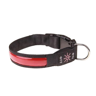 Pinkycolor USB Charging LED Dog Collar Luminous Light Night Safety Reflective Leather Glowing Collar For Dogs Pets Rechargeable