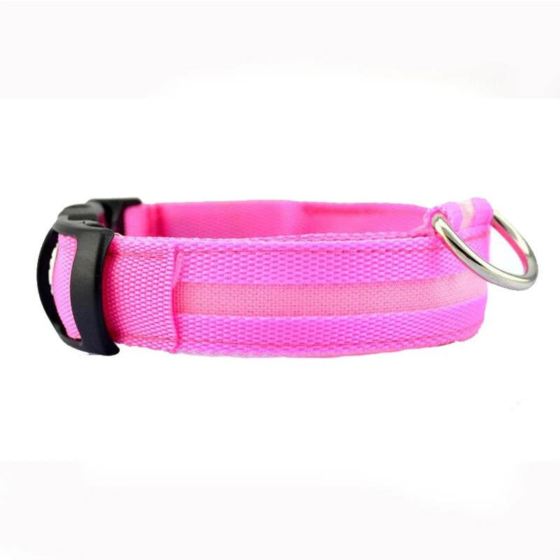 Dog Collar LED Light Electronic Night Safety Anti-Lost Nylon Adjustable Luminous Glowing Collar For Dogs Cats Pet Products Xs-XL