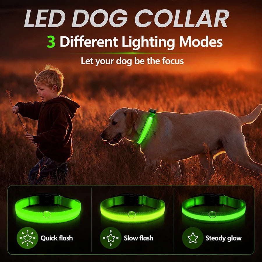 3 Modes Dog Luminous Charge Collar Led Usb Cat Dogs Collars Detachable Night Led Glow Dog Loss Prevention Collar Pet Accessories