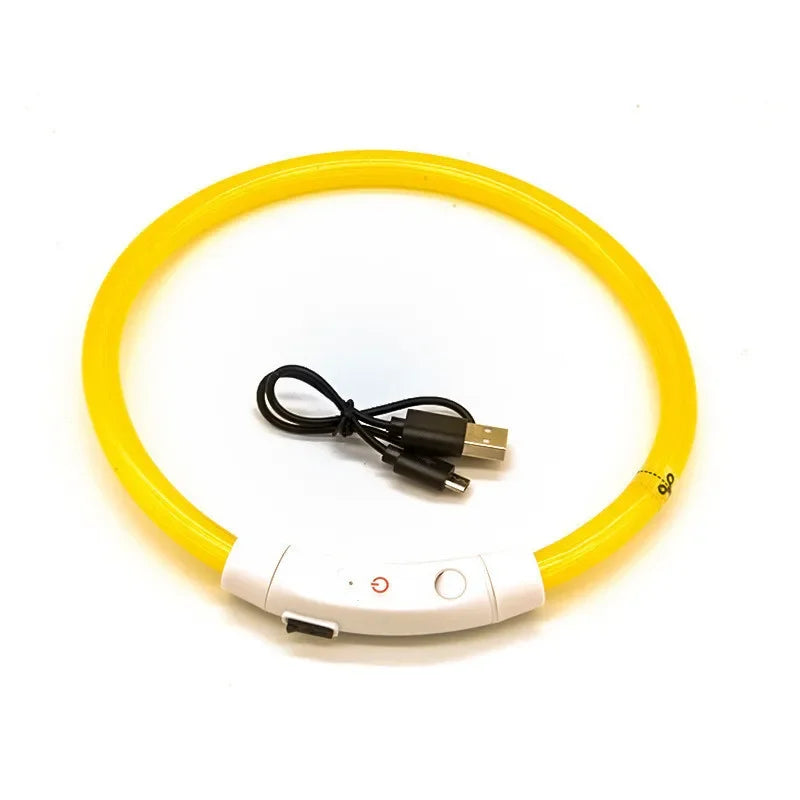 70cm Adjustable LED Dog Collar TPU USB Rechargeable Lighting Collar Glowing Luminous Night Safety Flashing Glow Collar Leads