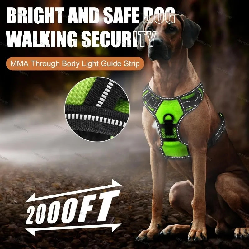 LED Glowing Luminous Dog Harness Rechargeable Safety Vest For Night Walking 3 Light Modes Pet Harnesses