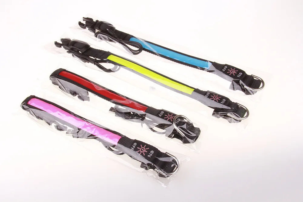 LED Luminous Dog Collar Adjustable Flashing USB Charging Glowing Collar Night Light Harness For Big Medium Small Dogs Pet Items