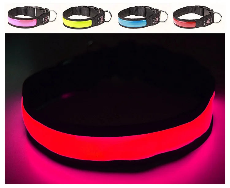 LED Luminous Dog Collar Adjustable Flashing USB Charging Glowing Collar Night Light Harness For Big Medium Small Dogs Pet Items