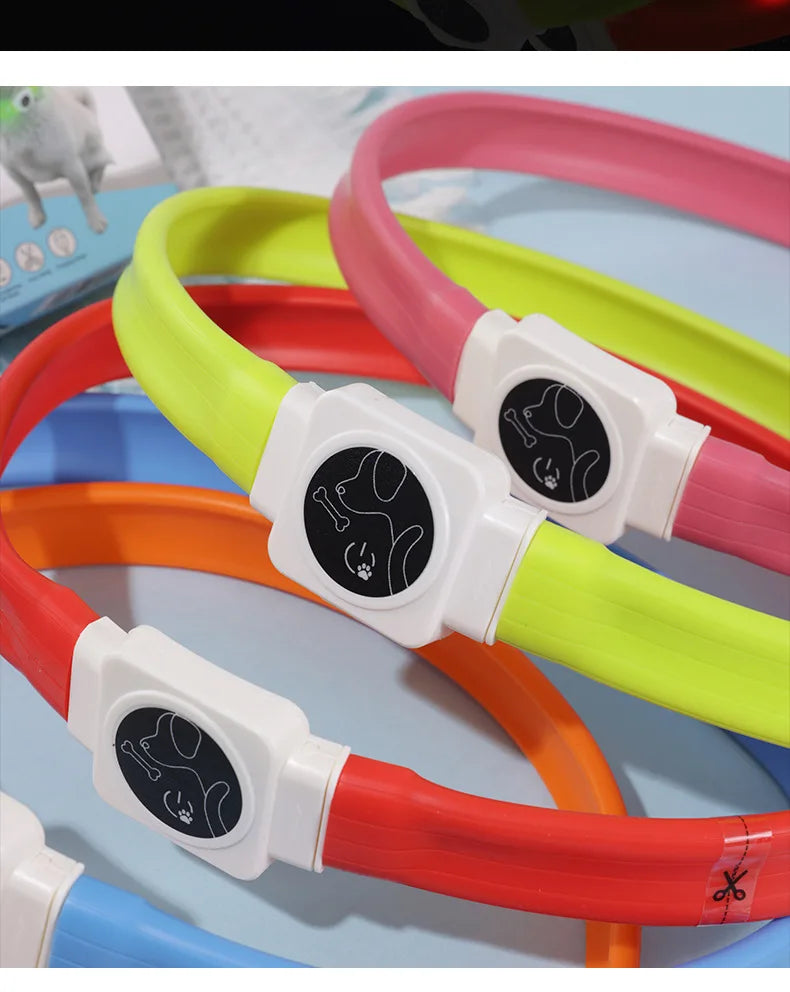 Led Pet Collar Type-C Charging Silicone Nighttime Luminous Ring Usb Dog Cat Collar Quick Flash Constant Light Slow Flash