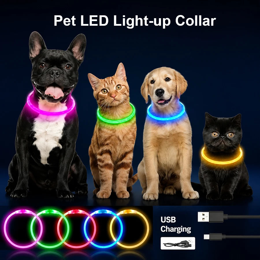 Dog Luminous Charge Collar Led Usb Cat Dogs Collars 3 Modes Detachable Night Led Glow Dog Loss Prevention Collar Pet Accessories